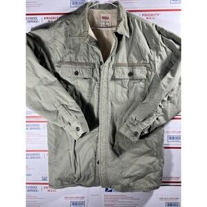 Vtg Levis Shirt Mens Med Sherpa Lined Shacket Button Utility Outdoors Chore
